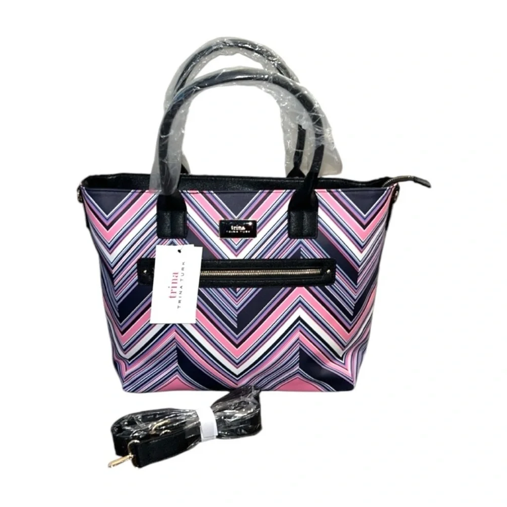 Trina Turk Chevron Print Tote  w/ Crossbody Strap NWT MSRP $148